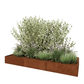 Corten steel planter XXL - Rectangle - 300 x 100 x 30 cm - With bottom plate
