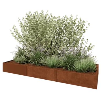 Corten steel planter XXL - Rectangle - 300 x 100 x 30 cm - Without bottom plate