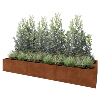 Corten steel planter XXL - Rectangle - 300 x 100 x 40 cm - With bottom plate