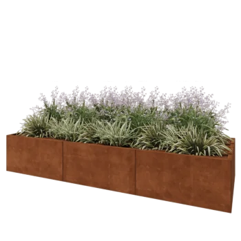 Corten steel planter XXL - Rectangle - 300 x 100 x 50 cm - With bottom plate