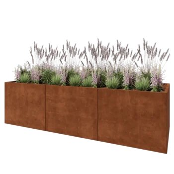 Corten steel planter XXL - Rectangle - 300 x 100 x 80 cm - Without bottom plate