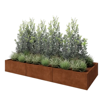Corten steel planter XXL - Rectangle - 300 x 120 x 40 cm - With bottom plate