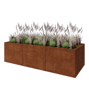 Corten steel planter XXL - Rectangle - 300 x 120 x 80 cm - With bottom plate