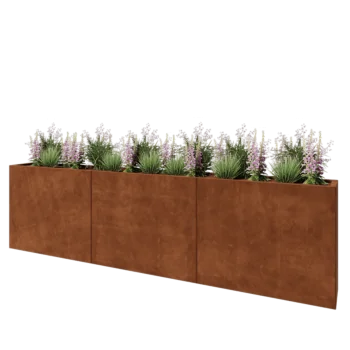 Corten steel planter XXL - Rectangle - 300 x 30 x 80 cm - Without bottom plate