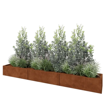 Corten steel planter XXL - Rectangle - 300 x 40 x 30 cm - Without bottom plate