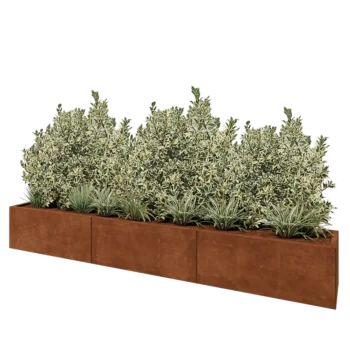 Corten steel planter XXL - Rectangle - 300 x 40 x 40 cm - With bottom plate