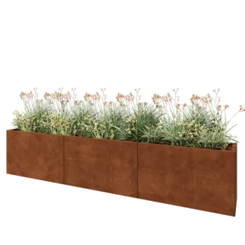 Corten steel planter XXL - Rectangle - 300 x 40 x 60 cm - With bottom plate