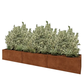 Corten steel planter XXL - Rectangle - 300 x 50 x 40 cm - With bottom plate