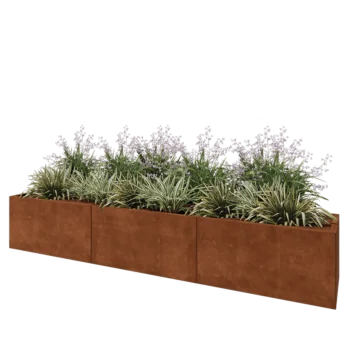Corten steel planter XXL - Rectangle - 300 x 50 x 50 cm - With bottom plate