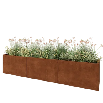 Corten steel planter XXL - Rectangle - 300 x 50 x 60 cm - Without bottom plate