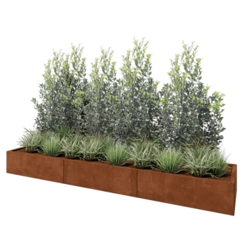 Corten steel planter XXL - Rectangle - 300 x 60 x 30 cm - With bottom plate