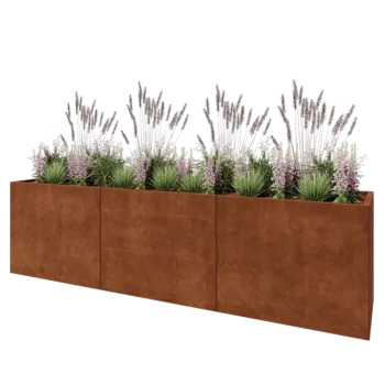 Corten steel planter XXL - Rectangle - 300 x 60 x 80 cm - Without bottom plate