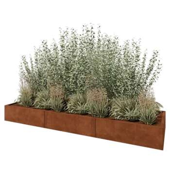 Corten steel planter XXL - Rectangle - 300 x 80 x 30 cm - With bottom plate