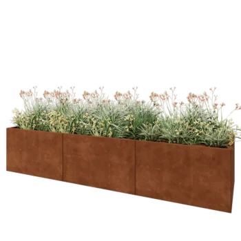 Corten steel planter XXL - Rectangle - 300 x 80 x 60 cm - Without bottom plate