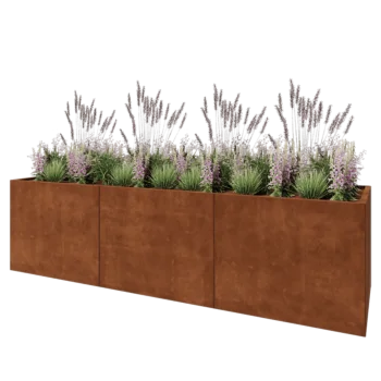 Corten steel planter XXL - Rectangle - 300 x 80 x 80 cm - Without bottom plate