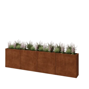 Corten steel planter XXL - Rectangle - 320 x 30 x 80 cm - With bottom plate