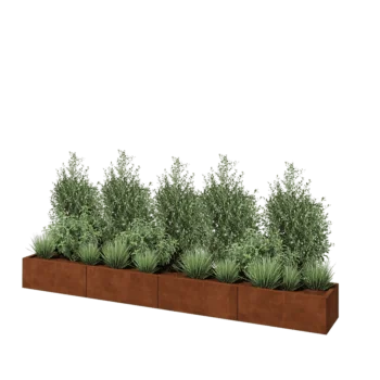 Corten steel planter XXL - Rectangle - 320 x 40 x 30 cm - Without bottom plate