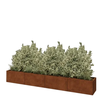 Corten steel planter XXL - Rectangle - 320 x 40 x 40 cm - With bottom plate