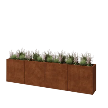 Corten steel planter XXL - Rectangle - 320 x 40 x 80 cm - Without bottom plate