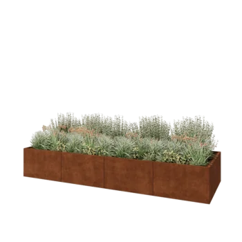 Corten steel planter XXL - Rectangle - 400 x 120 x 60 cm - Without bottom plate