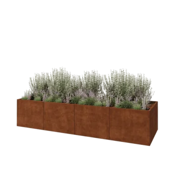 Corten steel planter XXL - Rectangle - 400 x 120 x 80 cm - Without bottom plate