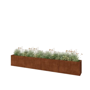Corten steel planter XXL - Rectangle - 400 x 40 x 60 cm - With bottom plate