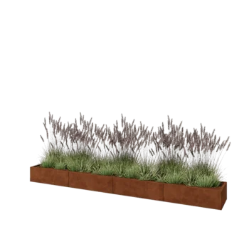 Corten steel planter XXL - Rectangle - 400 x 50 x 30 cm - With bottom plate