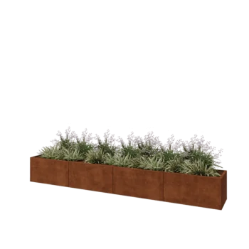 Corten steel planter XXL - Rectangle - 400 x 50 x 50 cm - Without bottom plate