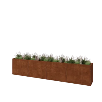 Corten steel planter XXL - Rectangle - 400 x 50 x 80 cm - Without bottom plate