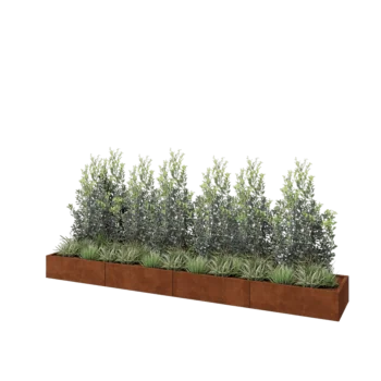 Corten steel planter XXL - Rectangle - 400 x 60 x 30 cm - With bottom plate