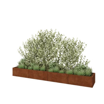 Corten steel planter XXL - Rectangle - 400 x 60 x 40 cm - With bottom plate