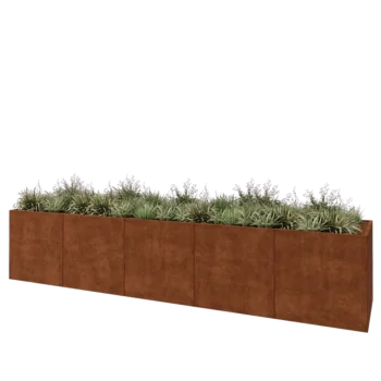 Corten steel planter XXL - Rectangle - 500 x 100 x 100 cm - With bottom plate