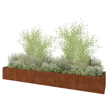 Corten steel planter XXL - Rectangle - 500 x 100 x 60 cm - With bottom plate