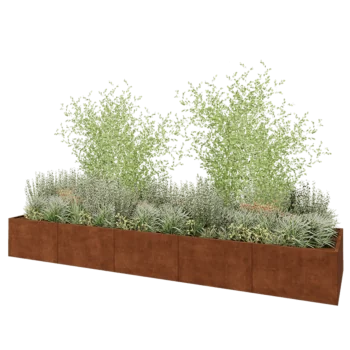 Corten steel planter XXL - Rectangle - 500 x 120 x 60 cm - Without bottom plate