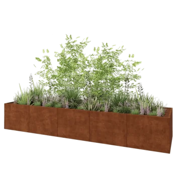 Corten steel planter XXL - Rectangle - 500 x 120 x 80 cm - With bottom plate