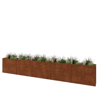 Corten steel planter XXL - Rectangle - 500 x 40 x 80 cm - With bottom plate
