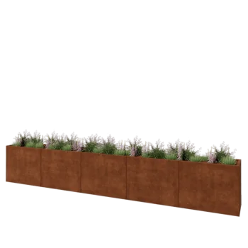 Corten steel planter XXL - Rectangle - 500 x 50 x 80 cm - With bottom plate