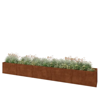 Corten steel planter XXL - Rectangle - 500 x 60 x 60 cm - With bottom plate