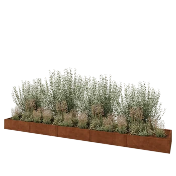 Corten steel planter XXL - Rectangle - 500 x 80 x 30 cm - With bottom plate