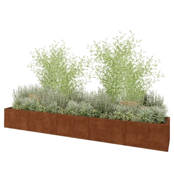 Corten steel planter XXL - Rectangle - 500 x 80 x 60 cm - Without bottom plate
