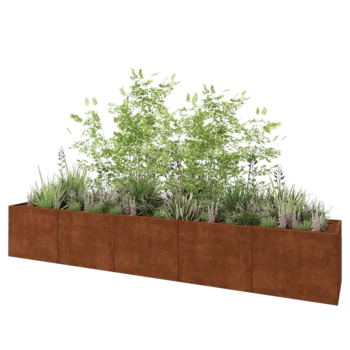 Corten steel planter XXL - Rectangle - 500 x 80 x 80 cm - Without bottom plate