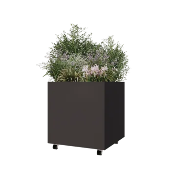 Steel planter - Square - 70 x 70 x 70 cm - Other RAL colour - With bottom plate - With wheels