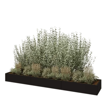 Steel planter XXL - Rectangle - 360 x 60 x 30 cm - RAL9005 matt (black) - With bottom plate