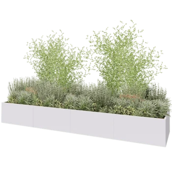 Steel planter XXL - Rectangle - 480 x 100 x 60 cm - RAL9005 matt (white) - With bottom plate