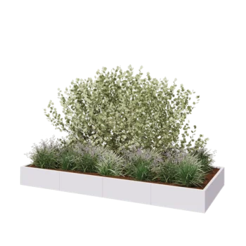 Steel planter XXL - Rectangle - 320 x 120 x 30 cm - RAL9005 matt (white) - Without bottom plate