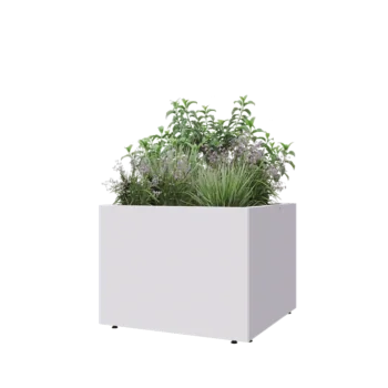 Steel planter - Square - 80 x 80 x 60 cm - RAL9005 matt (white) - With bottom plate - With legs