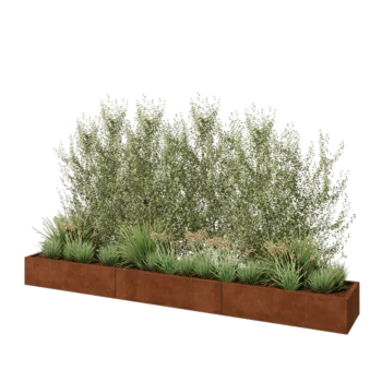 Corten steel planter XXL - Rectangle - 360 x 50 x 30 cm - With bottom plate