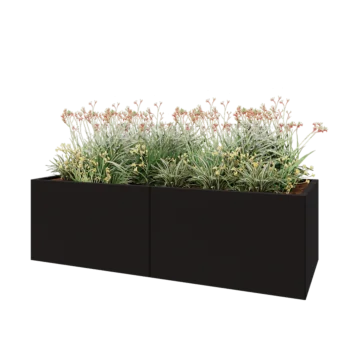 Steel planter XXL - Rectangle - 200 x 80 x 60 cm - RAL9005 matt (black) - Without bottom plate