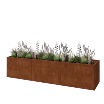 Corten steel planter XXL - Rectangle - 360 x 80 x 80 cm - With bottom plate
