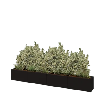 Steel planter XXL - Rectangle - 320 x 30 x 40 cm - RAL9005 matt (black) - With bottom plate